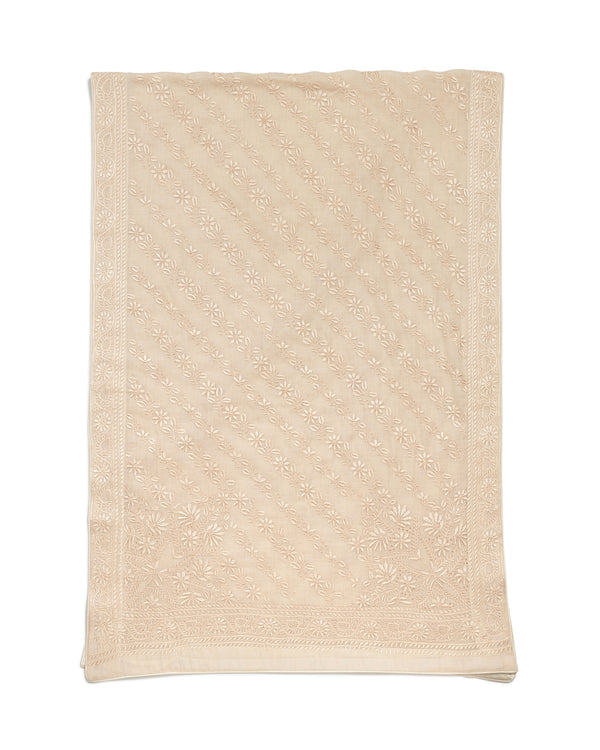 JAYA CHIKANKARI STOLE - CREAM