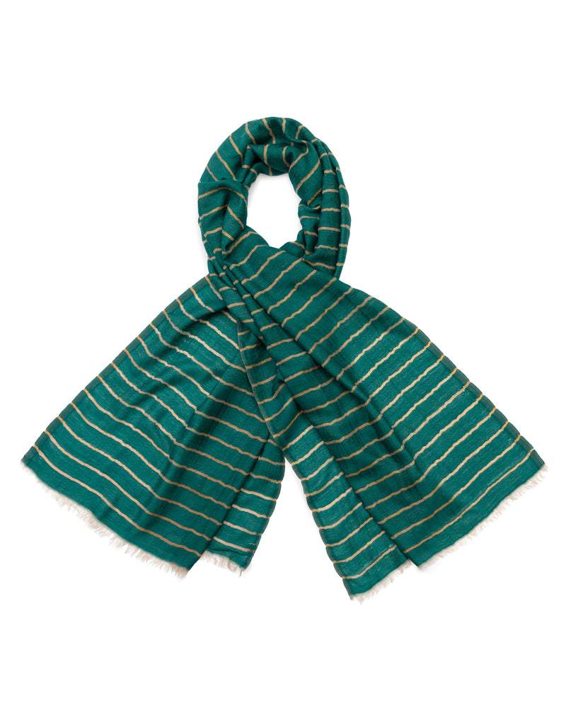 SARIKA STRIPES STOLE - Emerald Green